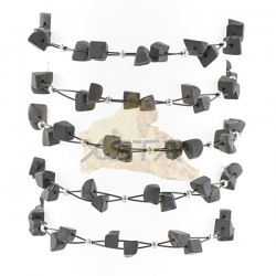 Raw black amber bracelet with wire